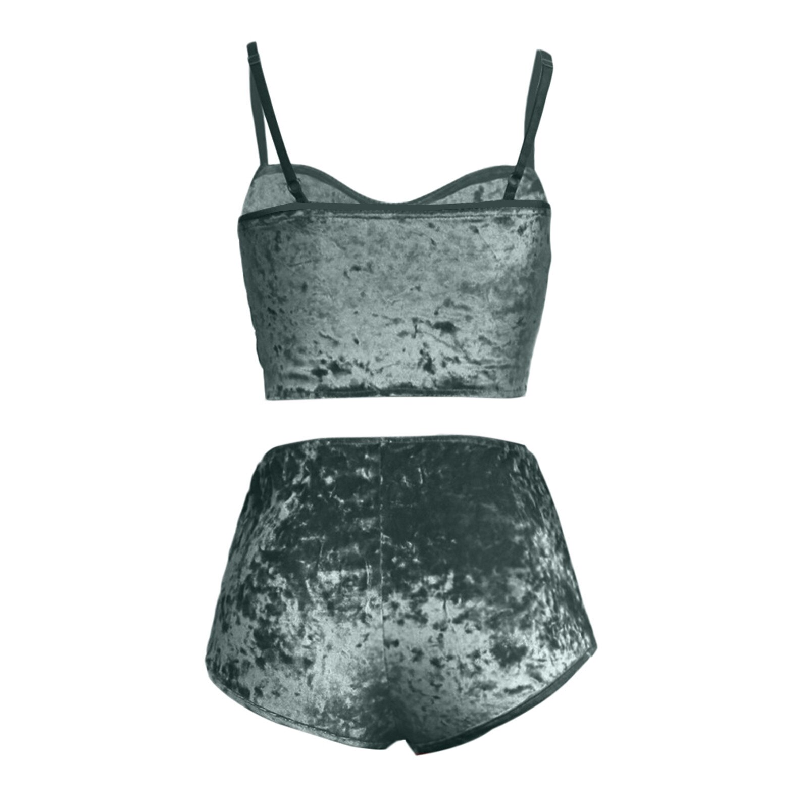 Sexy Womens Velvet Pajamas Set Sleeveless Crop Top Bowknot Camisole Shorts Summer Sleepwear Lingerie 2 Pieces Outfit 2023 New