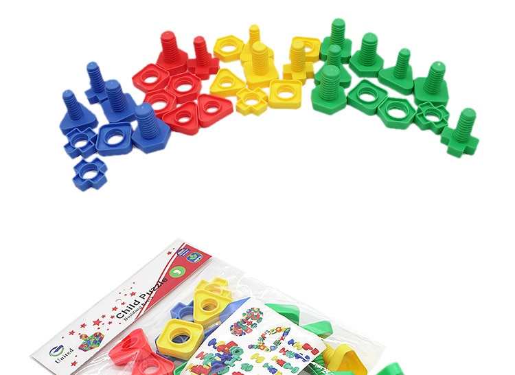 5 zestaw śruba klocki kształt nakrętki dopasuj Puzzle zabawki dla dzieci niemowlę Montessori kształt kolor rozpoznaj zabawki edukacyjne