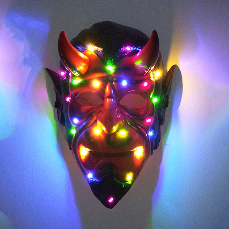 Cool Halloween Glow Up Mask LED Lighting Half Face Mask Novelty Gift Neon Luminous Party Mask Masque Costume Supplies