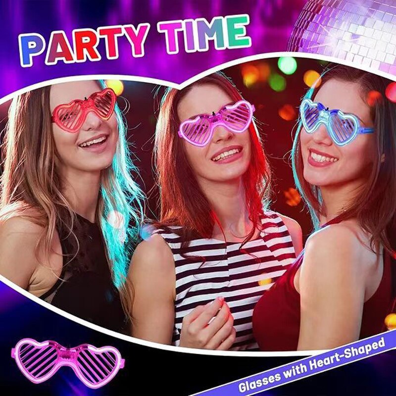 1PC Glow in the Dark LED Glasses Party Favor Light Up Neon Glowing Glasses for Kids Adults Halloween Party Supplies Photo Props