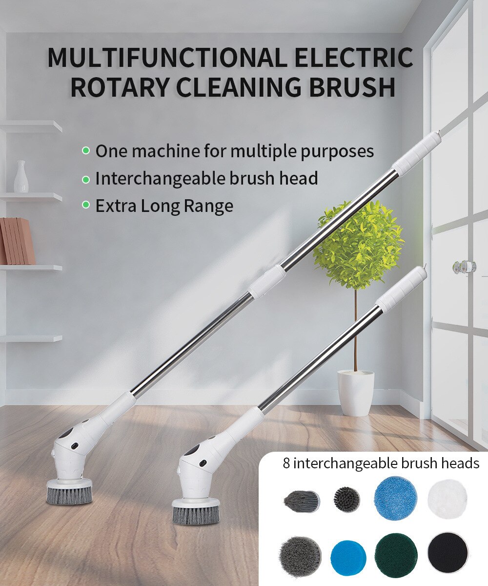 8 In 1 Cleaner Electric Cleaning Brush Spin Scrubber Kitchen Bathroom Household Rechargeable Rotary Cleaning Brush Tool For Home