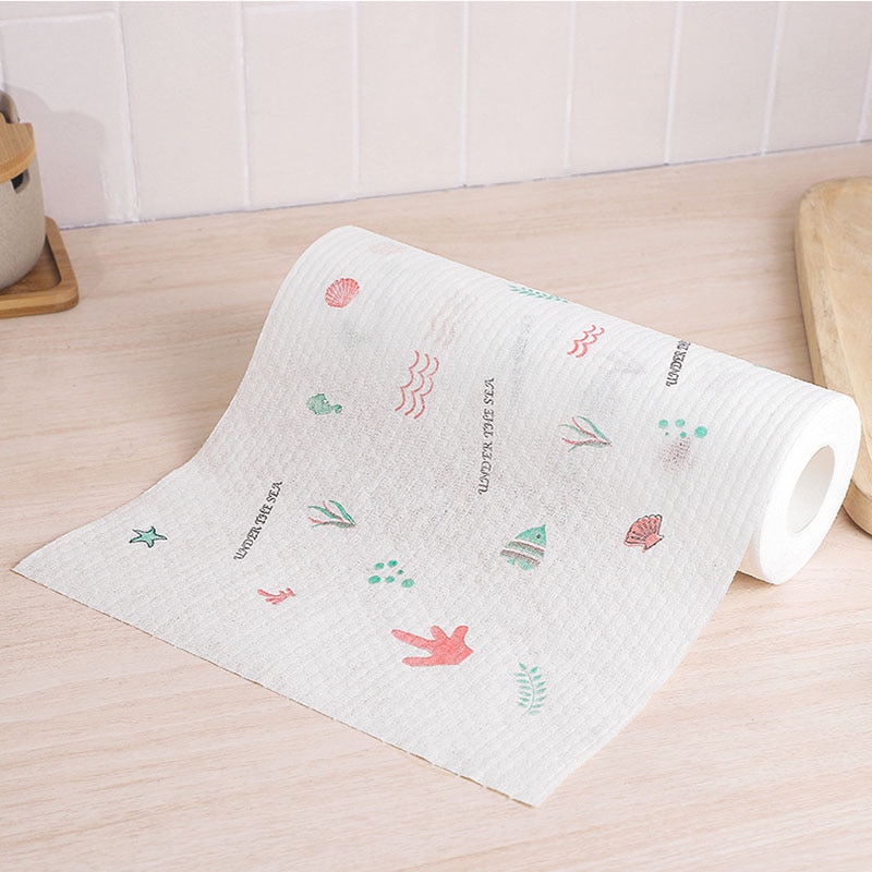 Disposable Kitchen Paper Lazy Cloth Oversized Roll Thickened Non-woven Fabric Household Dry and Wet Dual-purpose Dishwashing