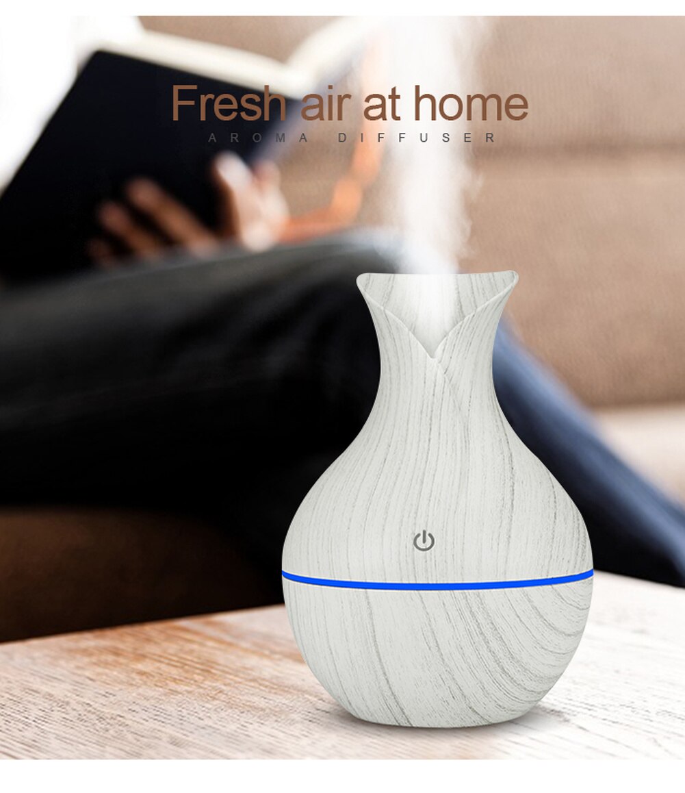 Household Wood Vase Aromatherapy Humidifier Vase Air Humidifier Ultrasonic Mute Colorful Humidifier Spray Instrumen Rechargeable