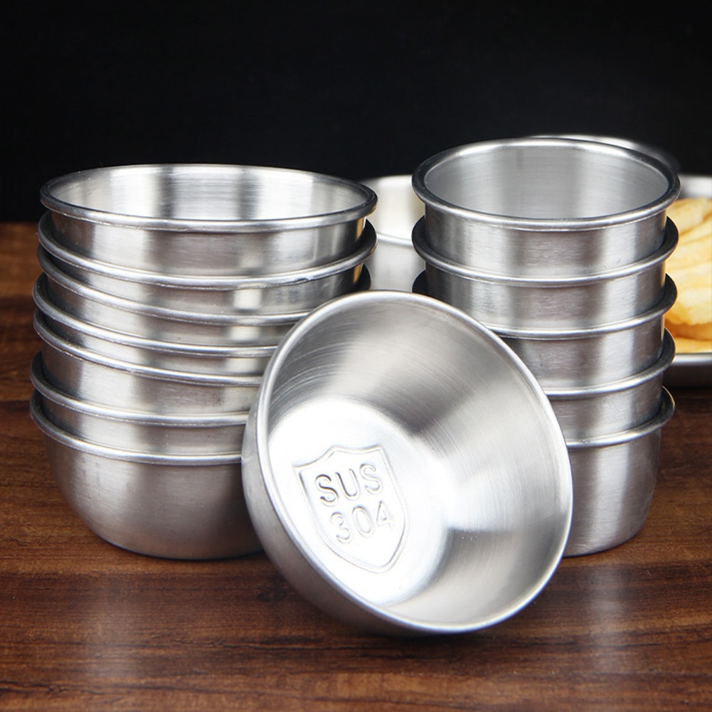 304 Stainless Steel Saucer Sauce  Dish Cup Appetizer Serving Tray Household Kitchen Restaurant lunch accesorios for kids