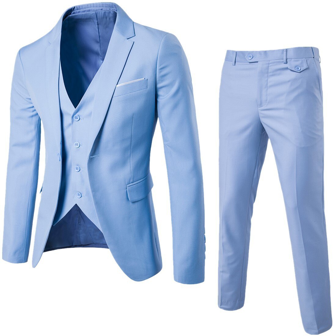 Men Blazers 2 Pieces Sets Formal 3 Suits Full Business Korean 2022 Pants Blue Coats Wedding Elegant Jackets Luxury Free Shipping