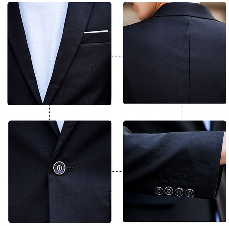 Men Blazers 2 Pieces Sets Formal 3 Suits Full Business Korean 2022 Pants Blue Coats Wedding Elegant Jackets Luxury Free Shipping