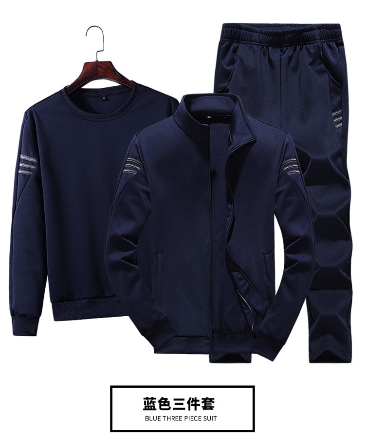 New Sweater Jacket Set Men's Casual Sports Set Three Piece Set