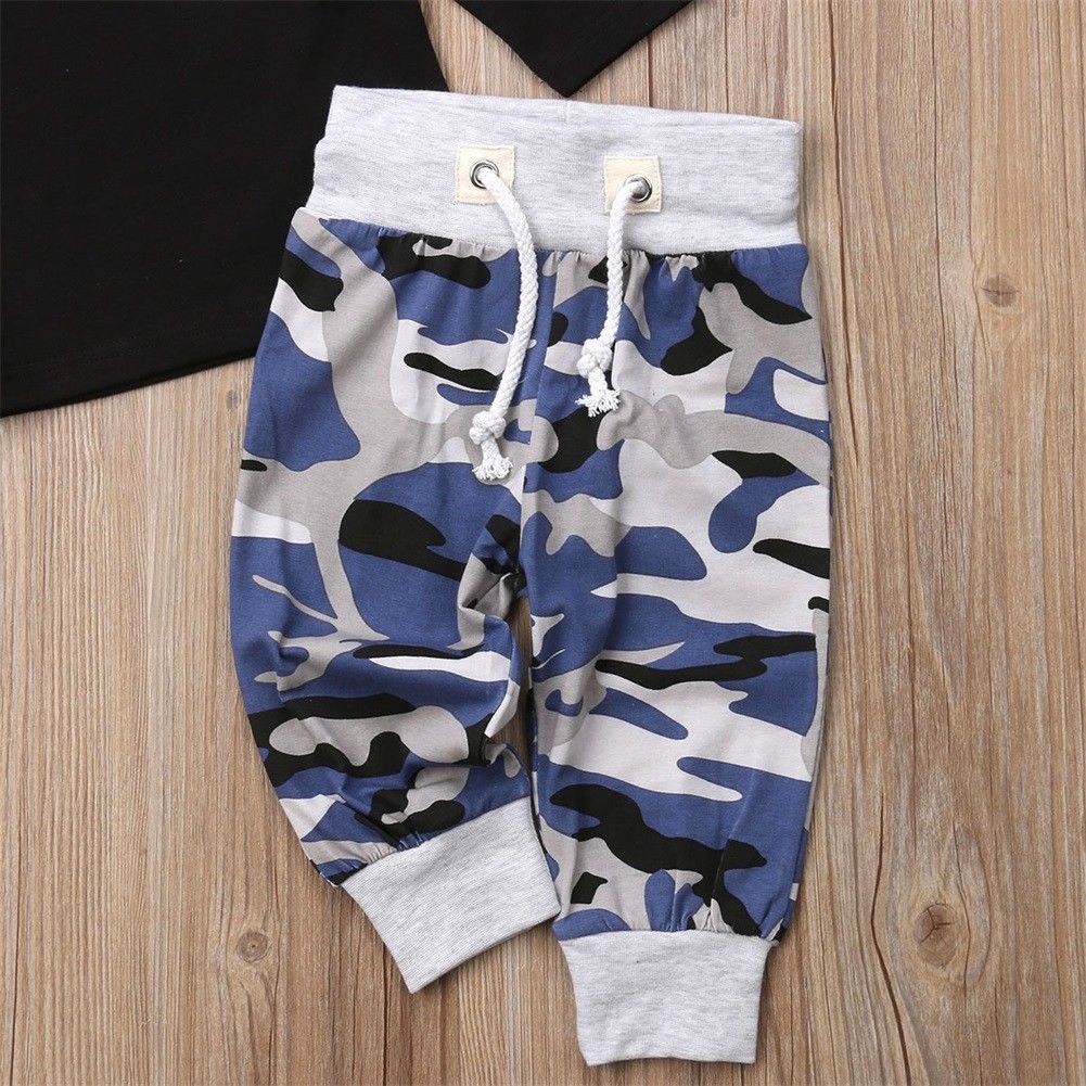 Pudcoco Autumn New Casual 3pcs Baby Boy Clothes Set Newborn Infant Boys Camouflage Top Long Pants Hat Outfits