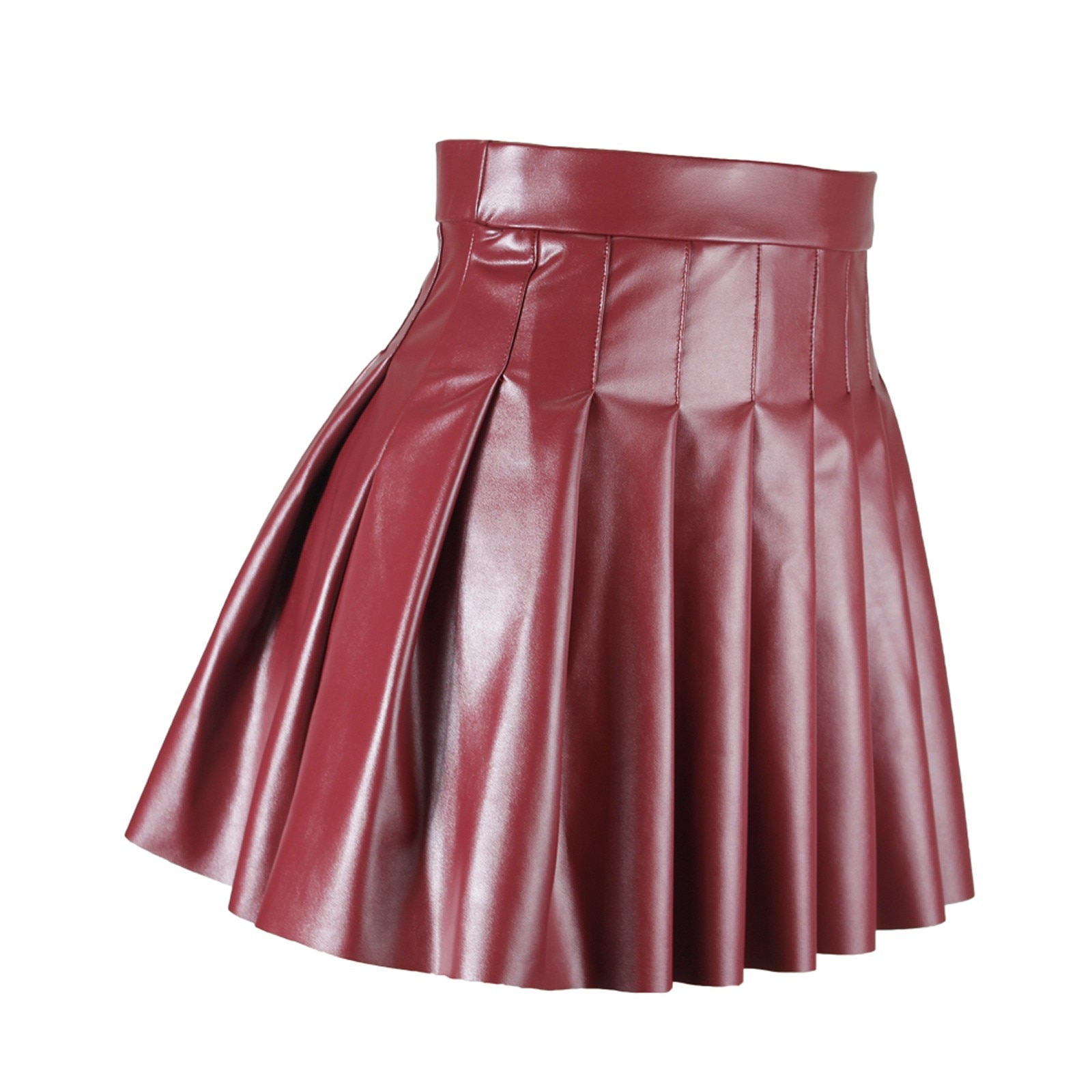 Women High Waist Pleated Skirt Spring Summer Casual Faux Leather A-line Black Leather Mini Skirts for Girls Y2k Skort Clothes