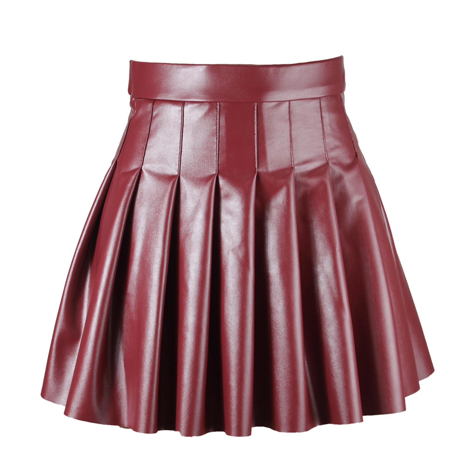 Women High Waist Pleated Skirt Spring Summer Casual Faux Leather A-line Black Leather Mini Skirts for Girls Y2k Skort Clothes