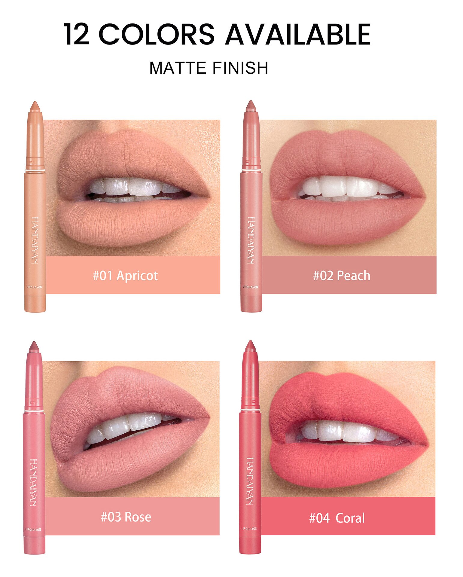 12 Color Matte Lipstick Pen Nude Pink Matte Solid Lip Gloss Waterproof Long Lasting Lipstick Pencil Lip Liner Pen Lip Makeup