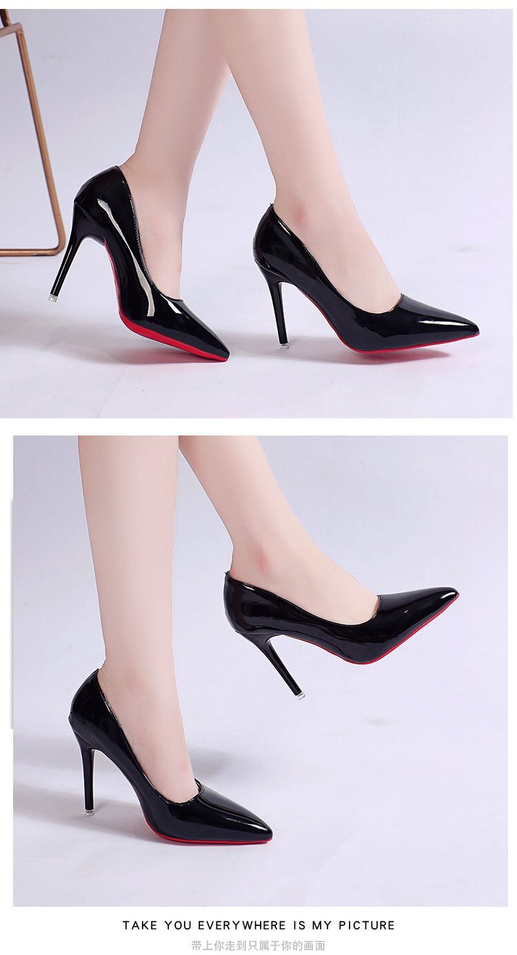 High Heel Pointed Toe Stiletto Red Bottom Fashion Women's Shoes Shallow High Heels Red Bottom High Heels Lolita Shoes