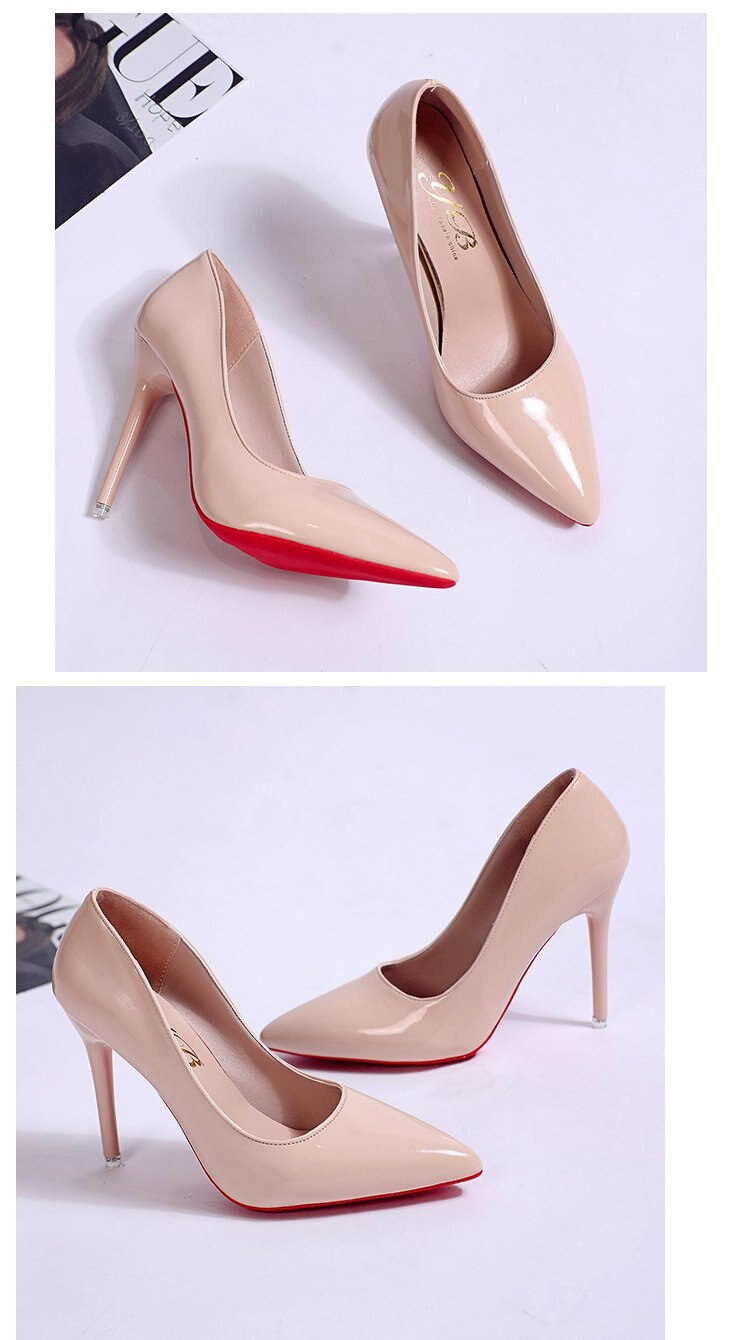 High Heel Pointed Toe Stiletto Red Bottom Fashion Women's Shoes Shallow High Heels Red Bottom High Heels Lolita Shoes