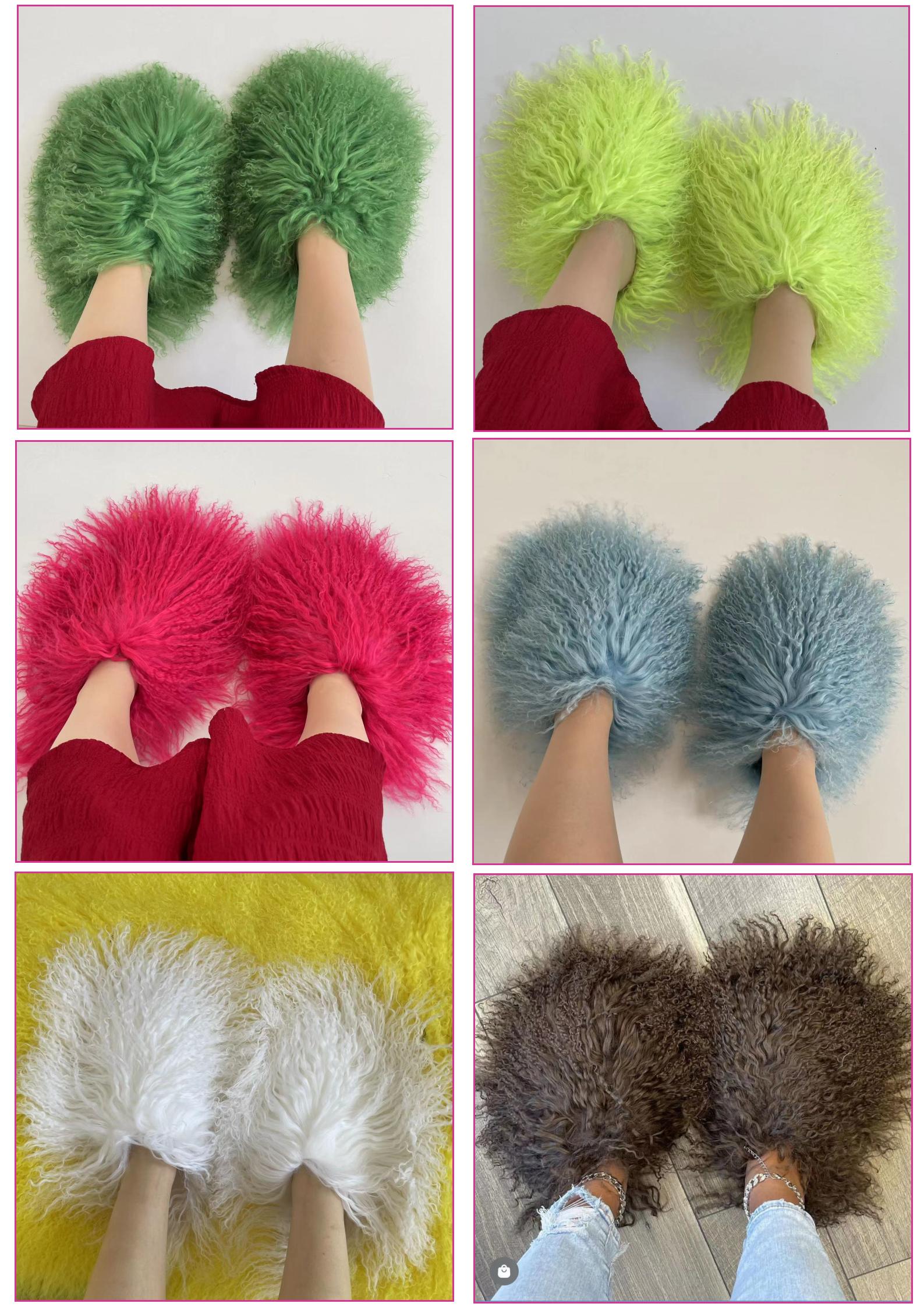 Winter Women Designer Knee High Warm Shoes Lamb Skin Long Hair Faux Mongolian Sheep Fur Boots