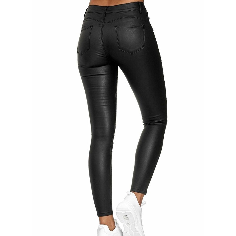 Women PU Leather Leggings Pants Solid Casual Sexy Stretch Bodycon Trousers High Waist Skinny Pencil Pants Fashion Slim Fit