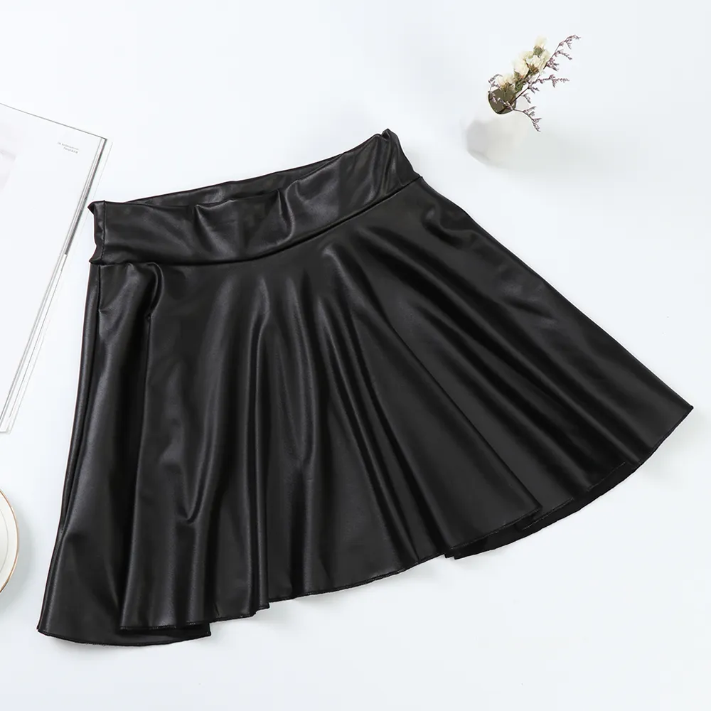 Women Sexy Faux Leather Skirts High Waist Elastic Mini Short Skirt Multi Purpose For Skater Work Nightclub Knee-Length Skirts