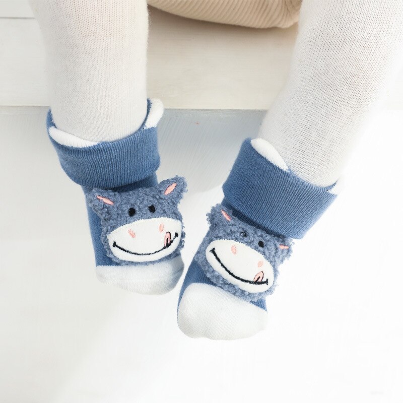 0-3Years Newborn Baby Girl Boy Socks Cute Cartoon Animal Socks Non-slip Kids Floor Socks Winter Warm Socks for Infant Toddler