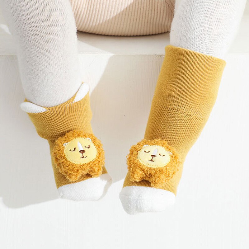 0-3Years Newborn Baby Girl Boy Socks Cute Cartoon Animal Socks Non-slip Kids Floor Socks Winter Warm Socks for Infant Toddler