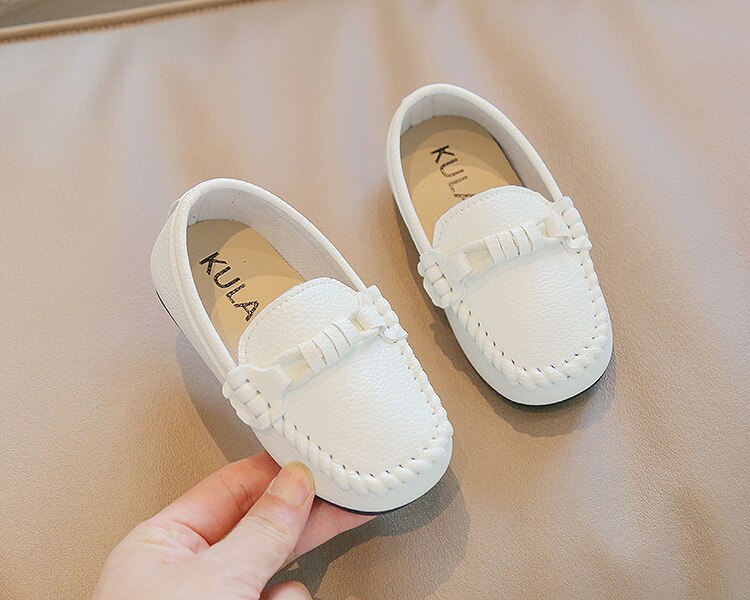1-6Y Children Shoes Toddler Dress Leather Oxfords Boys Loafers Casual Sneakers Girls Moccasins Kids Slip-on Shoes Black, White