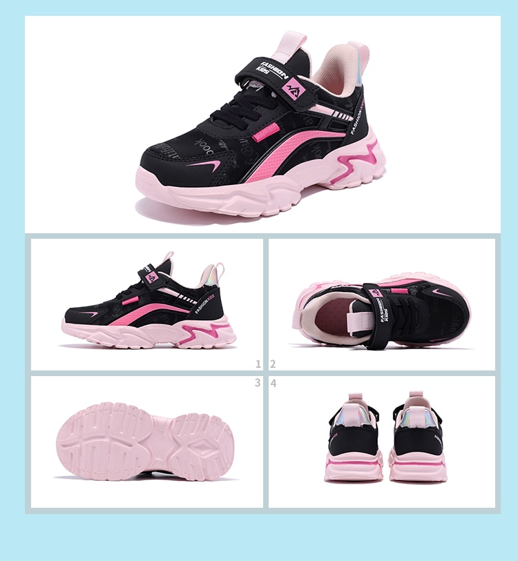 Kids Casual Pink Girls Leather Shoes Fashion For 7-15y Lightweight Running Young Student's Children Sports Girl's Shoe NBGAGA