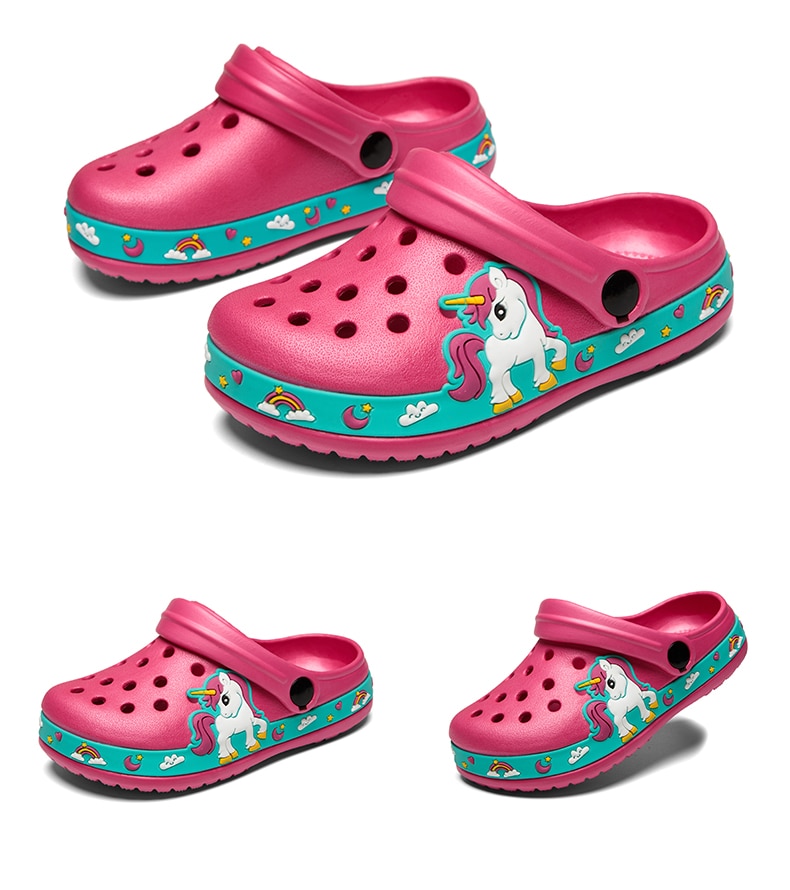 YISHEN Kids Sandals Children Shoes Summer Clogs Unicorn Dinosaur Beach Sandals Boys Girls Garden Shoe Non Slip Toddler Slippers