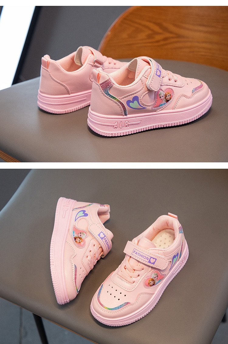 Disney Frozen Kids Tennis Sneakers Children Running Girls Sport Shoes Princess Anna Elsa Pink White Breathable Hook & Loop Boy