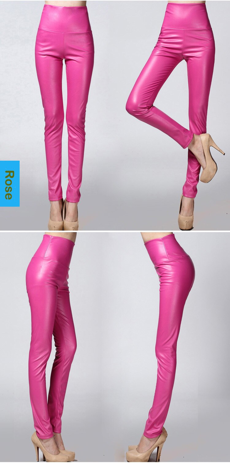 Women Tight Trouser Autumn Winter Women Thin Velvet PU Leather Pants Female Sexy Elastic Stretch Faux Leather Skinny Pencil Pant
