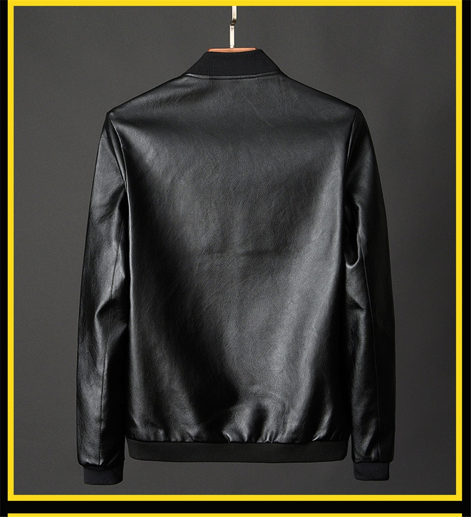 Leather Jacket Bomber Motorcycle Jacket Men Biker PU Baseball Jacket Plus Size 7XL 2020 Fashion Causal Jaqueta Masculino J410