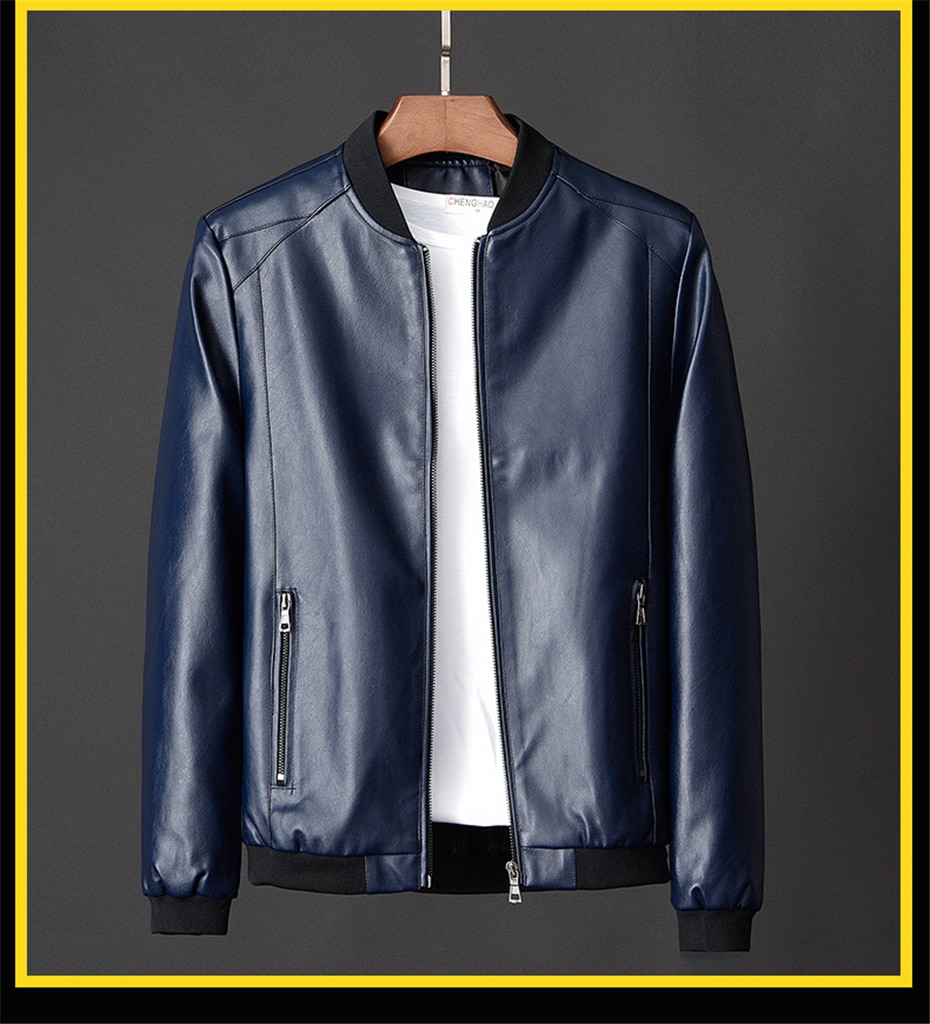 Leather Jacket Bomber Motorcycle Jacket Men Biker PU Baseball Jacket Plus Size 7XL 2020 Fashion Causal Jaqueta Masculino J410