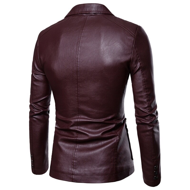Leather Blazer Man 2022 Spring Autumn Fashion Men's Leather Jacket Dress Suit Coat Male Business Casual Pu Black Blazers Jacket
