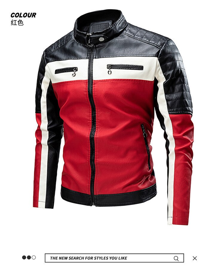 2023 Men Autumn Jacket Bomber Biker Zipper Motorcycle Faux Fur Coat Male Fleece Pilot Vintage Black Red Brown PU Leather Jacket