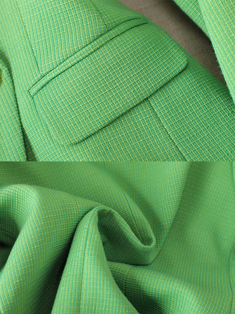Fashion Pink Green Black Ladies Work Wear Pant Suit Women Female Button Decoration Formal Jacket Blazer and Trouser 2 Piece Set