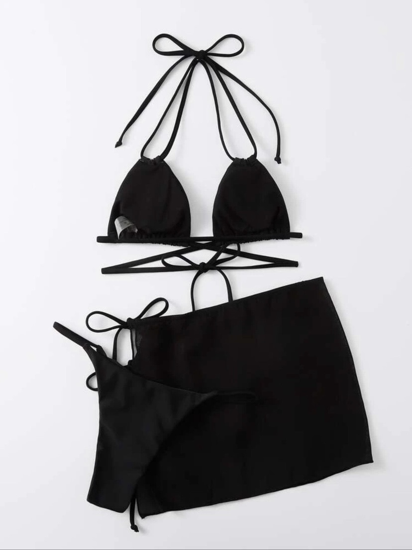 3 Pieces Thong Bikini 2023 Women With Skirt Trikini Swimwear Female Triangle Swimsuit Beach Wear Bathing Swimming Suit Summer