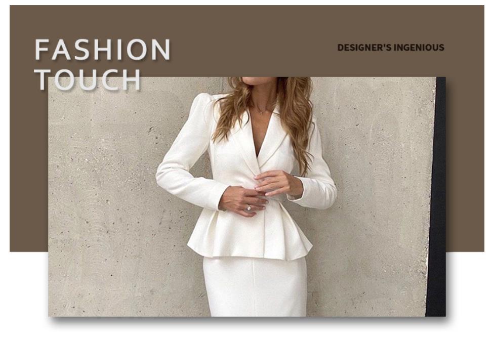 Women Blazer Dress 2023 New in Elegant Ruffles Split Solid Color Long Sleeve Slit Slim Casual Office Lady Blazer Skirt Set