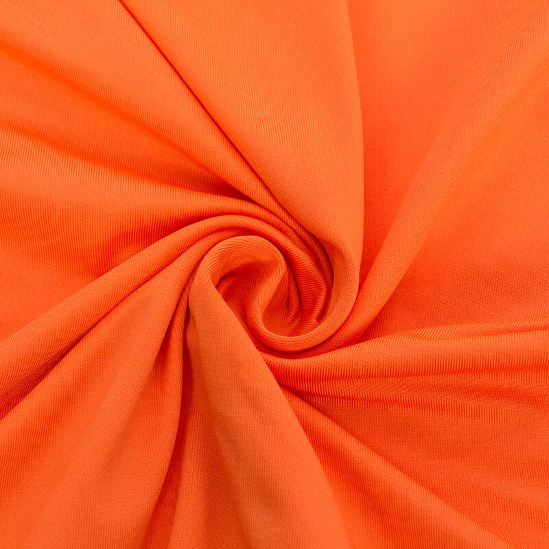 Oshfall Women's Sexy Fashion Two-Piece Set Solid Rose Round Neck Short Top+Summer Orange Elegant High Waist Skirt Street Set Hot