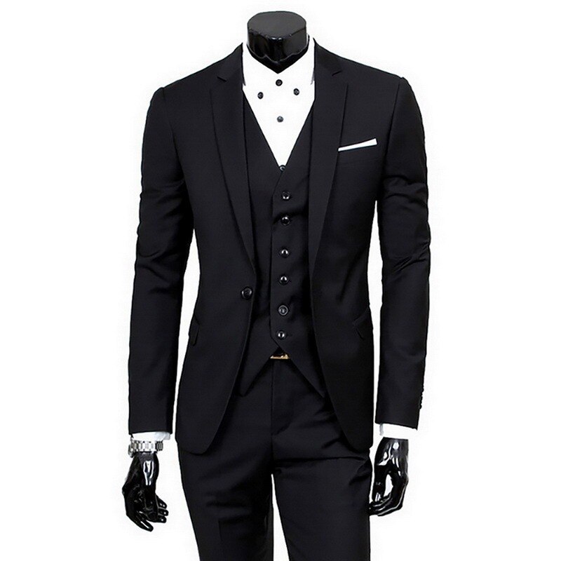 Men Business Suit Jackets+Vest+Pants Three-piece Suit Men's High Quality Business Blazers Best Wedding Groom Formal Suit Tuxedo