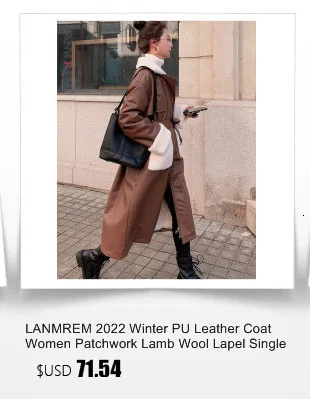 LANMREM PU Leather Coat For Women Lapel Double Breasted Long Sleeves Solid Color Belt Coats Female Fashion Clothing 2R7740