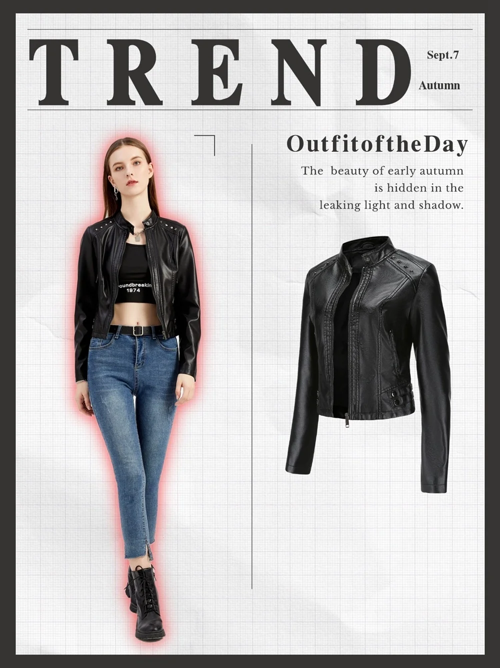New In Women Sring Autumn Black Faux Leather Jackets Zipper Rivet Short Basic Coat Fashion Slim Female Motor Biker Pu Jacket