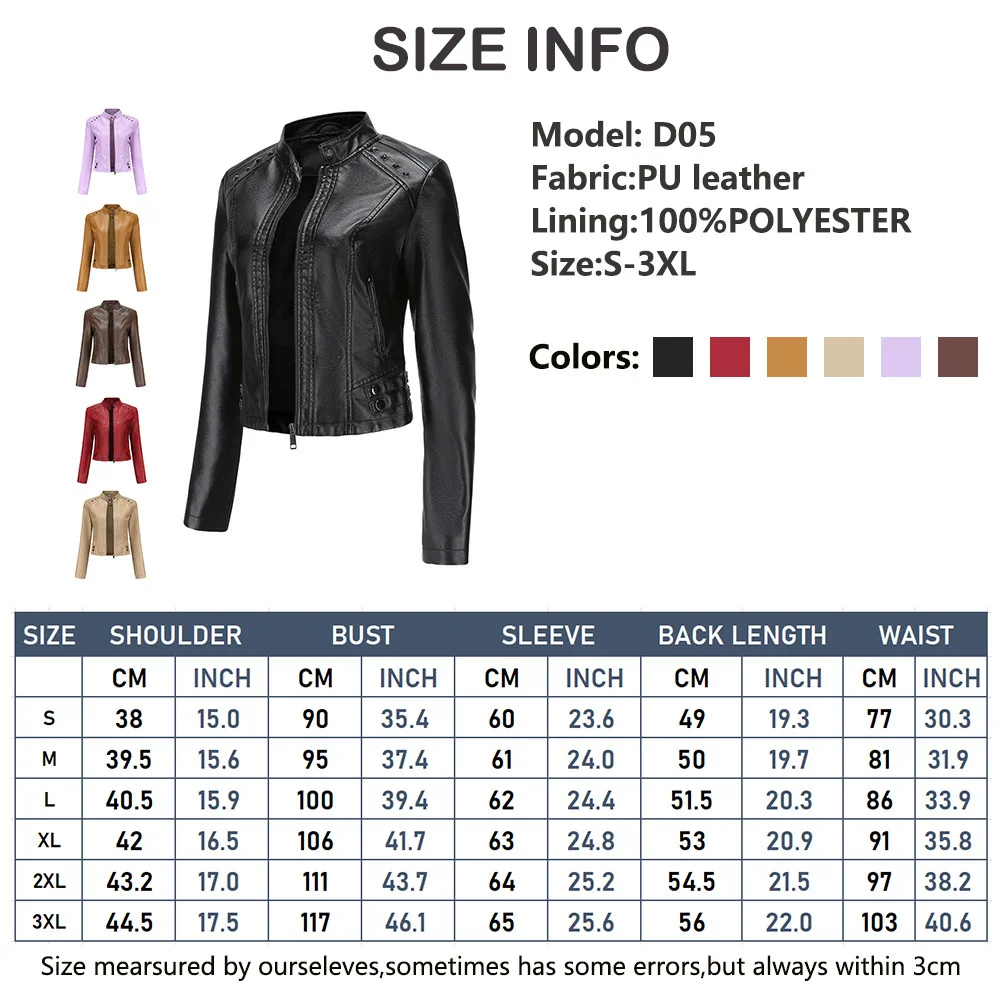 New In Women Sring Autumn Black Faux Leather Jackets Zipper Rivet Short Basic Coat Fashion Slim Female Motor Biker Pu Jacket