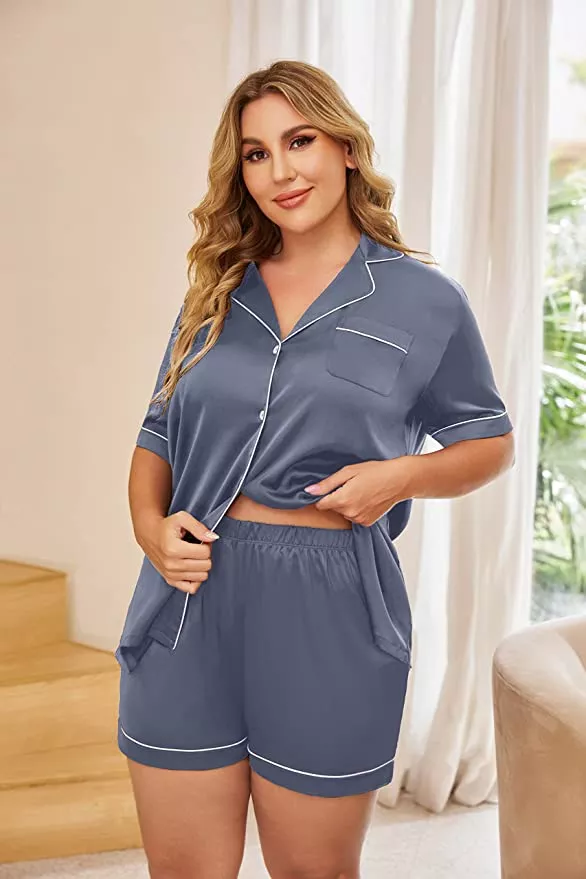 Silk Pajamas for Women Home Suit Heart Embroidered Pyjamas Pj Set Satin Nightwear Sleepwear 2020 Pijama Verano Mujer