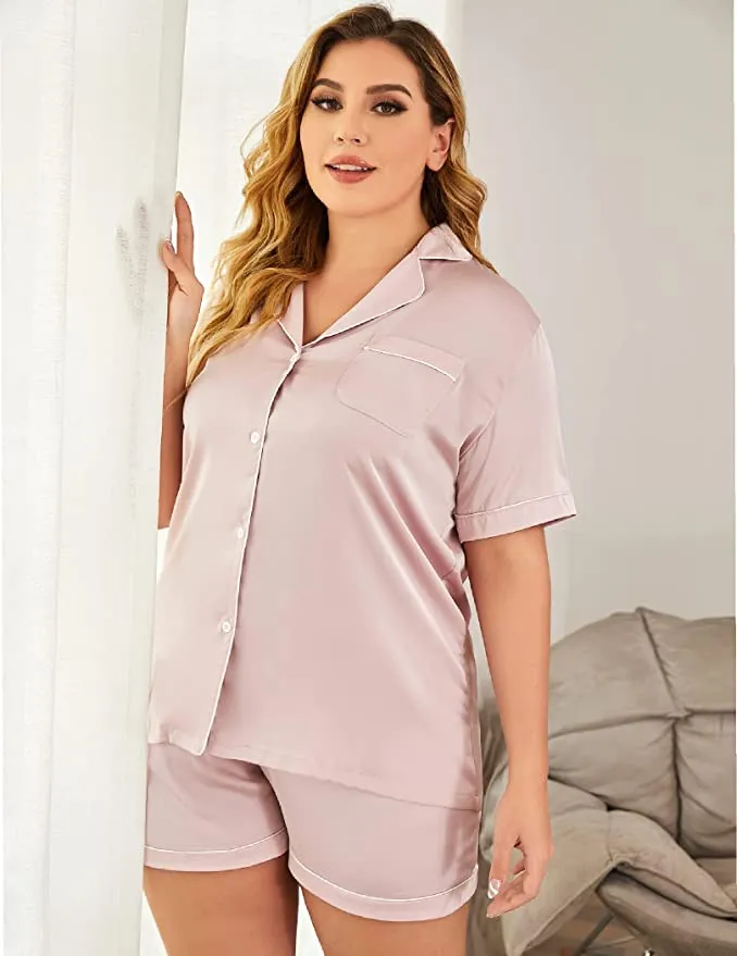 Silk Pajamas for Women Home Suit Heart Embroidered Pyjamas Pj Set Satin Nightwear Sleepwear 2020 Pijama Verano Mujer